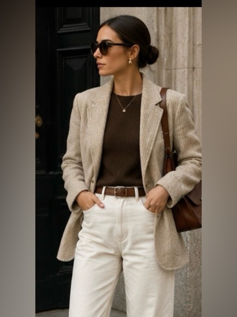 Vintage Evan Picone Beige Wool Blazer with Subtle Texture